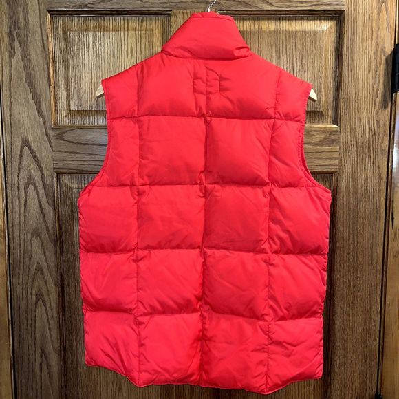 Land's End Women's Small Nylon Goose Down Red Puffer Vest Jacket Lightweight - Picture 2 of 6